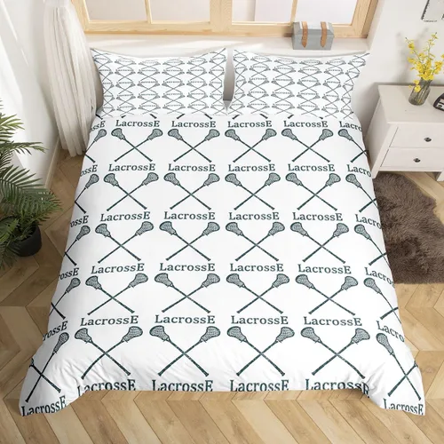Miniatura 12 de Erosebridal Lacrosse - Funda de edredón para niños y niñas, juego de ropa de cama con temática de juegos deportivos, tamaño individual para adultos