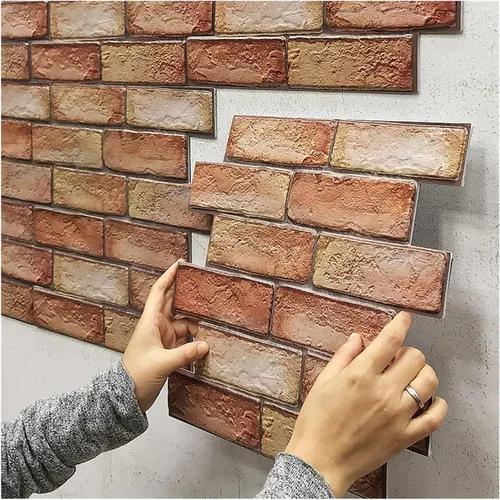 Papel tapiz autoadhesivo 3D, papel de palo impreso antiguo de ladrillo sintético, papel tapiz para despegar y pegar, papel tapiz de ladrillo, papel