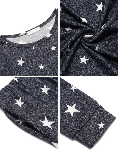 Miniatura 130 de Ekouaer Conjunto de pijama de manga larga para mujer, ropa de dormir suave con cuello redondo y bolsillos