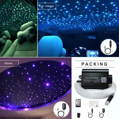 Miniatura 6 de Azimom - Kit de luz de techo cielo estrellado, LED RGBW fibra óptica musical con sensor de sonido 16W