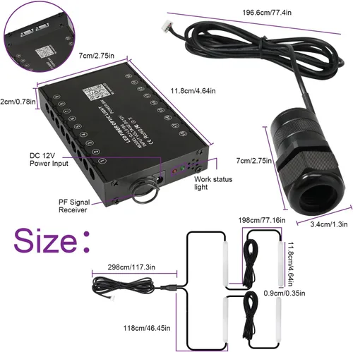 Miniatura 4 de AKEPO 3 en 1 Starlight Headliner Kits: Efecto Meteoro+6W RGBW Fibra Óptica Estrellas Luces+4 Coche Bajo Dash LED Luz, Música Sync App Control Fibras