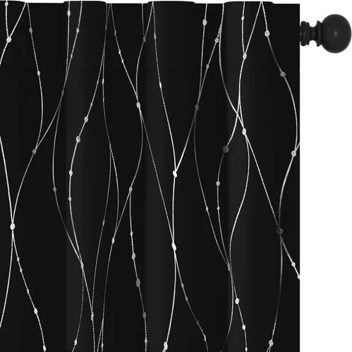 Deconovo Cortinas Opacas con Trabillas Traseras con Patrón Geométrico, Oscurecimiento de Habitación, Bloqueo de Calor, Cortinas de Ahorro de Energía