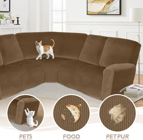 Miniatura 408 de Arfntevss Fundas de sofá seccional reclinable de terciopelo, Funda de sofá seccional de esquina para sofá reclinable, Funda elástica suave