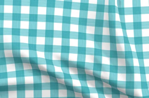 Spoonflower Tela - Turquesa Buffalo Plaid Stripe Country Gingham Pintura impresa en tela de gasa Fat Quarter - Costura de moda Vestidos Decoración