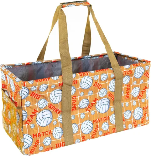 Miniatura 19 de Bolsa de utilidad extragrande Lucazzi - Cesta de lona rectangular plegable reutilizable con marco de alambre con dos bolsillos exteriores