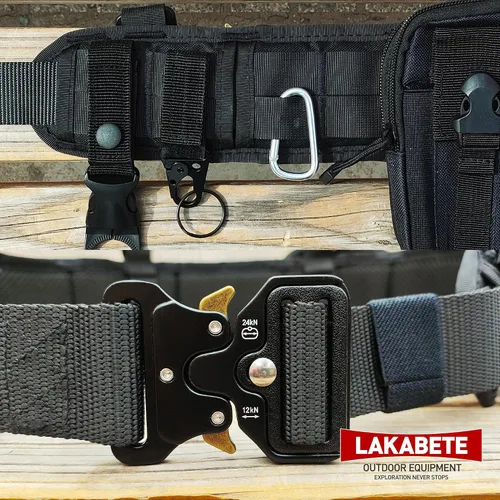 Miniatura 4 de Cinturón de batalla táctico Cinturones tácticos Soporte de cinturón táctico para hebilla de metal Cinturón de liberación rápida con bolsas