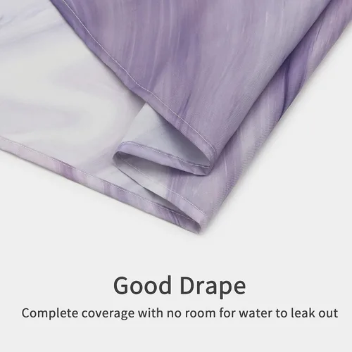 Miniatura 5 de MitoVilla Juego de cortinas de ducha de mármol morado, cortina de tela abstracta para decoración de baño, cortina estándar moderna para bañera