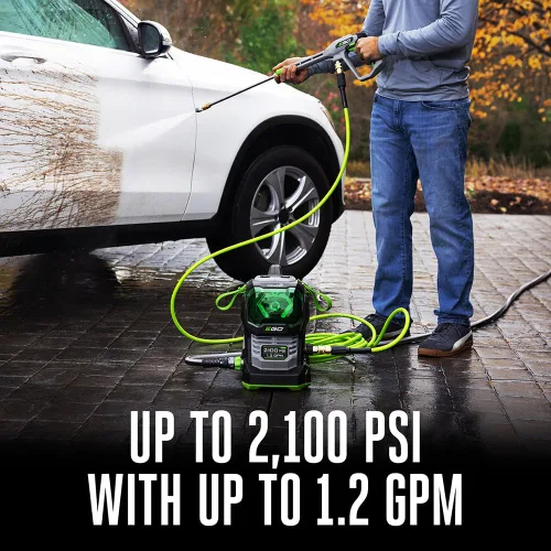 Miniatura 3 de EGO Power+ Lavadora a presión de 2100 psi 1.2 gpm con batería, agua fría, con 4 boquillas de pulverización, kit de 6.0Ah