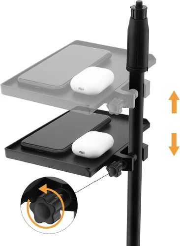 Miniatura 4 de RTNLIT Bandeja de Soporte para Micrófono, Portabandeja de Rack Firme con Abrazadera con Capacidad de Peso de 4.5 Libras, Estante Ajustable