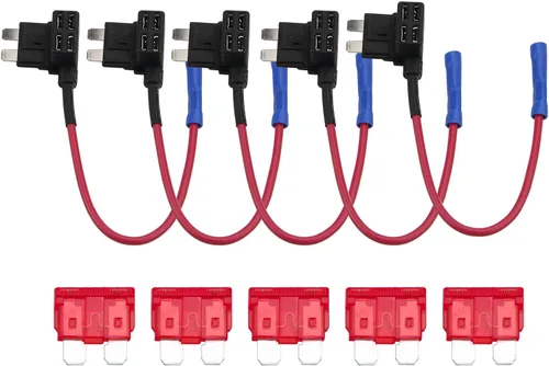 Miniatura 2 de ZOOKOTO Paquete de 5 fusibles adaptador de grifo de 12 V con fusible de cuchilla ATO ATC estándar de 10A APR ATO ATC para coches, camiones y barcos