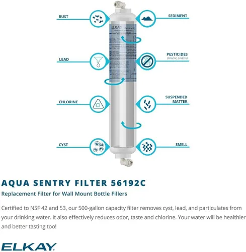 Miniatura 3 de Elkay 56192C - Cartucho de filtro de repuesto para sistema de filtración en línea Aqua Sentry en fuentes Elkay - N/A