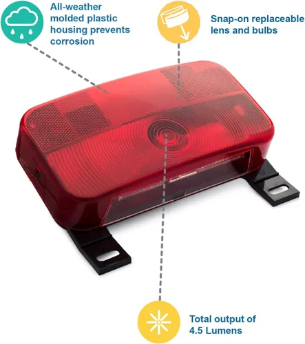 Miniatura 6 de Lumitronics Luz de Montaje en Superficie Roja, Soporte de Licencia y Luz de Licencia, Freno/Giro/Trasera para RV, Tráiler, Cámper, 5ª Rueda, Negro