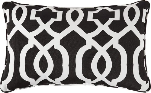 Pillow Perfect Trellis - Almohadas para interiores y exteriores, 2 unidades, lumbares, 11.5 x 18.5 pulgadas, color negro