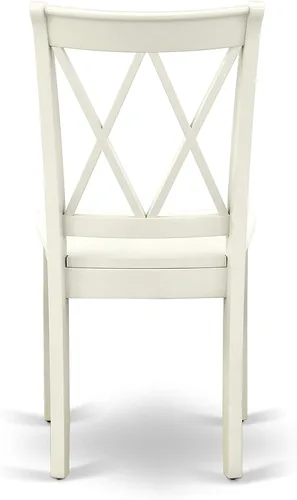 Miniatura 8 de East West Furniture CLC-LWH-W Clarksville - Sillas de comedor con respaldo cruzado doble, juego de 2, color blanco lino
