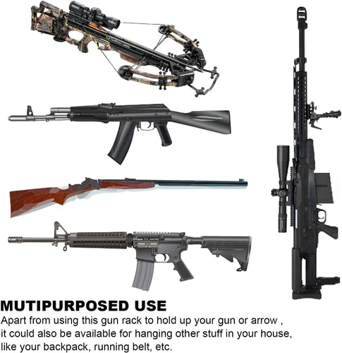Miniatura 2 de GOHIKING Perchero de almacenamiento para rifles, ganchos para escopeta, ganchos de montaje en pared para cualquier rifles, escopetas, arco de tiro
