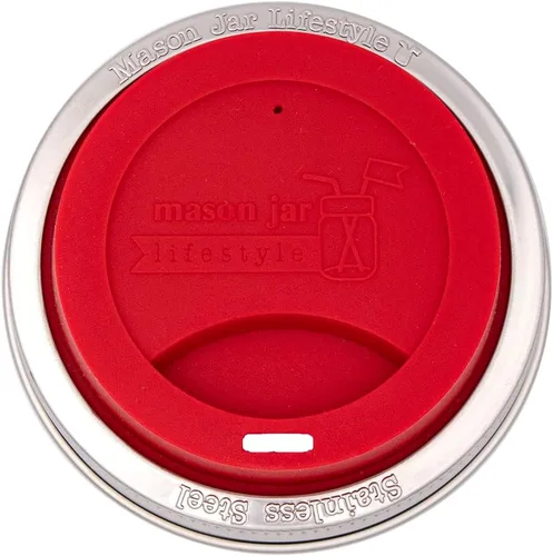 Miniatura 24 de Tapa de silicona para beber con banda de acero inoxidable para tarros Mason (Americana multicolor, boca regular)