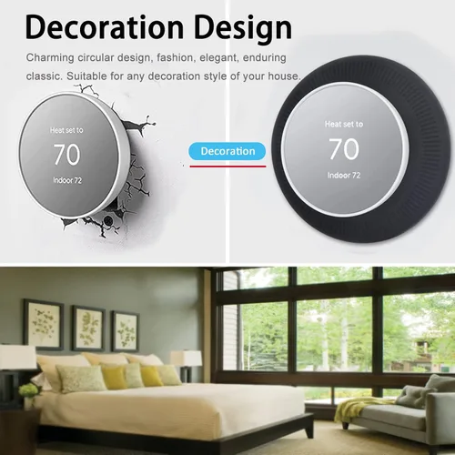 Miniatura 3 de Miimall Compatible con el kit de ajuste de termostato Google Nest, cubierta de placa de pared de termostato de silicona para huellas dactilares
