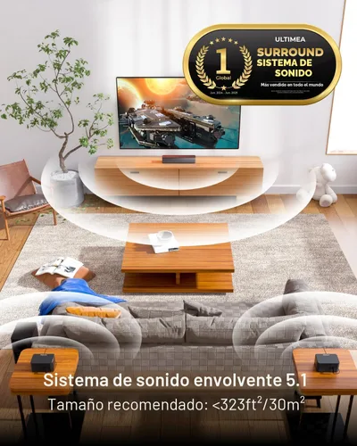 Miniatura 2 de Barra de Sonido 5.1 de ULTIMEA para Smart TV, Sistema de Sonido Surround Virtual para TV, Potencia Máxima de 320W, Altavoces Surround y Subwoofer