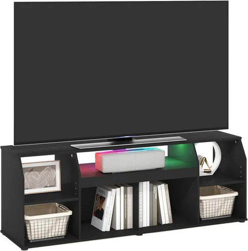 Miniatura 22 de Furinno - Soporte para centro de entretenimiento, para televisor de hasta 55 pulgadas, pino ámbar/negro