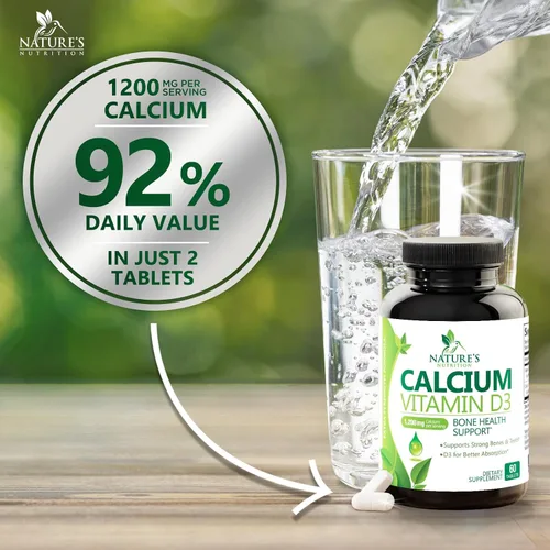 Miniatura 5 de Suplemento de calcio con vitamina D3-1200 mg de calcio por porción con D3 para una mejor absorción - Apoya la salud inmunológica, huesos y dientes