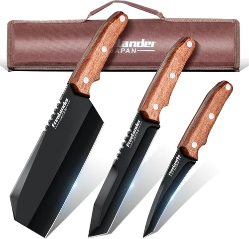 Miniatura 12 de Freelander Juego de 4 cuchillos para pizza con cuchillas afiladas de acero inoxidable, diseño forjado de espiga completa, mango ergonómico
