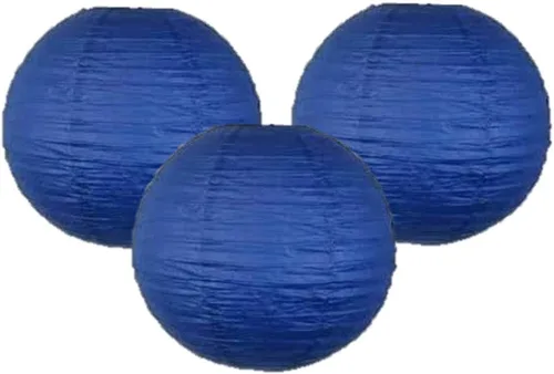 Miniatura 10 de Paquete de 3 linternas redondas de papel para decoración de boda y fiesta de cumpleaños (azul bebé, 4 pulgadas/3.9 in)
