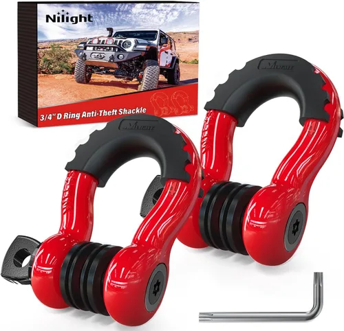 Miniatura 10 de Nilight - 2 grilletes en forma de anilla en D de 3/4 pulgadas con tornillo pasador de 7/8 pulgadas, 41 887 libras, resistentes a la rotura
