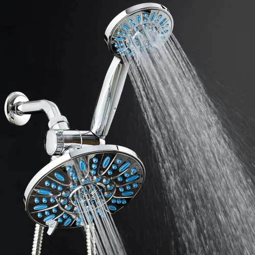 Miniatura 8 de Combo de ducha de lluvia antimicrobiana/anti-obstrucción de alta presión de 30 configuraciones por AquaDance con protección de boquilla Microban