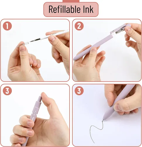 Miniatura 6 de Mr. Pen - Bolígrafos de Gel Retráctiles, Juego de 6, Barriles en Colores Pastel, Tinta Negra, Secado Rápido, Punta Fina de 0.5mm, Estética Linda