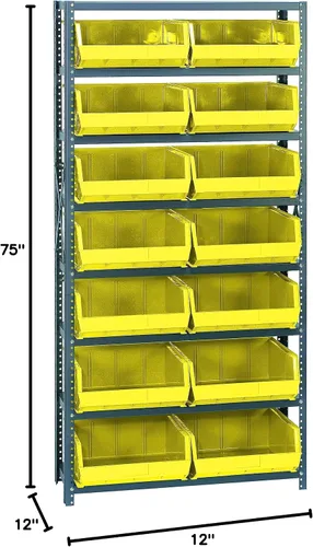 Miniatura 376 de Quantum QSBU-245BK Heavy Duty Shelving Unit with (7) Shelves and (24) QUS245 Black Bins for Garage Warehouse Storage Distribution 400 lb Load
