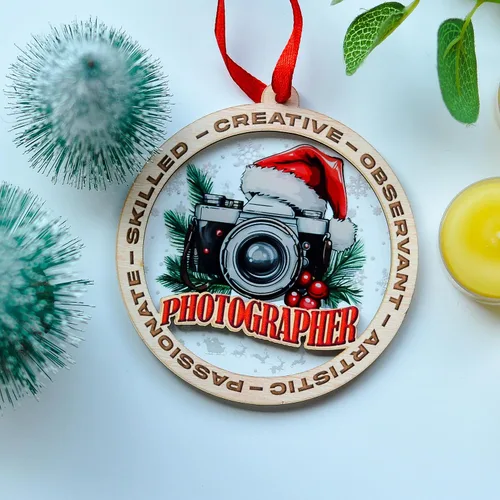 Miniatura 2 de Adorno de Navidad para fotógrafo, adorno de fotógrafo para árbol de Navidad, regalo de Navidad para amantes de la cámara, recuerdo para entusiastas
