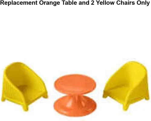 Miniatura 5 de Piezas de repuesto para el juego Fisher-Price Little People Figure HCF61, inspirado en Barbie Dreamhouse, incluye una mesa naranja y 2 sillas