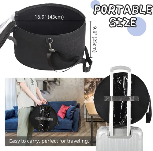 Miniatura 3 de LITLANDSTAR Organizador para mujeres y hombres, caja de almacenamiento redonda, contenedor de fieltro portátil, plegable, con tapa a prueba de Negro