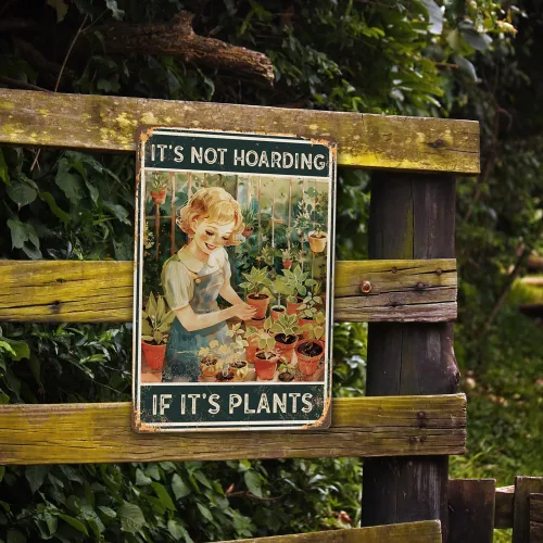 Miniatura 4 de Decoración de Jardín Graciosa - No es Acaparamiento si son Plantas Letrero de Lata para Exterior 30.5cmx20.3cm No acaparamiento