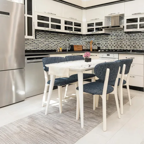 Miniatura 9 de BISCHAIR - Juego de 4 sillas de comedor de madera tapizadas de mediados de siglo modernas para muebles de habitación con diseño ergonómico duradero