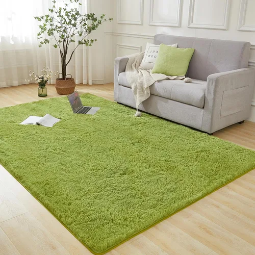 Miniatura 13 de Andency Alfombras suaves color burdeos para sala de estar, dormitorio, 5 x 8 pies, alfombra de noche lanuda esponjosa, antideslizante, alfombra