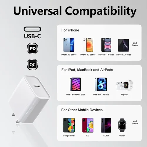 Miniatura 3 de Bloque de carga USB-C de carga rápida de 20 W para iPhone 17, iPad iWatch, iPhone 17 Air Cube, iPad Brick, adaptador de corriente para Apple Watch