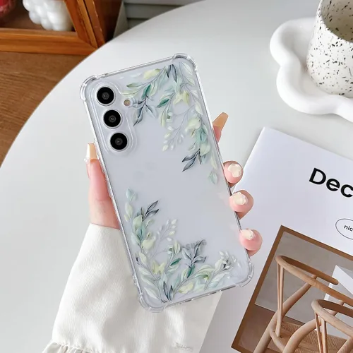 Miniatura 7 de RALEAVO Funda floral para Samsung Galaxy A15 4G/5G, diseño de hojas transparentes, delgada, bonita funda protectora para niñas y mujeres, funda