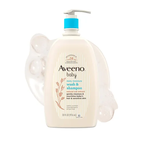 Aveeno Baby Jabón Corporal y Champú de Hidratación Diaria con Extracto de Avena, Hipoalergénico, Sin Lágrimas, Sin Parabenos Añadidos, Fórmula