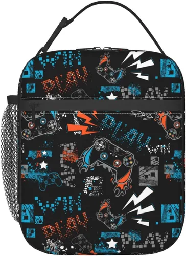 Miniatura 2 de YETTA YANG Fresco videojuego divertido portátil bolsa de almuerzo aislada caja de almuerzo reutilizable bolsas para mujeres hombres trabajo picnic