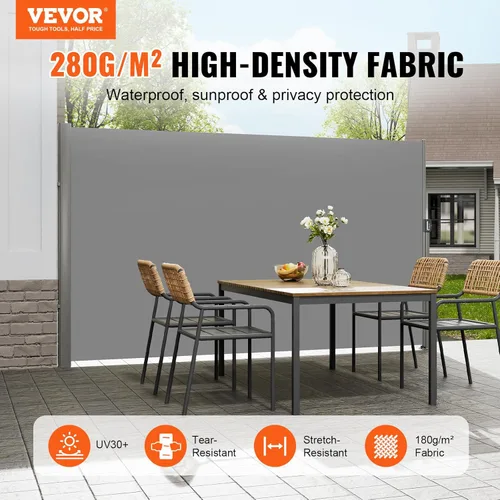 Miniatura 2 de VEVOR Toldo lateral retráctil, UV 50 63 x 118 pulgadas, pantalla de privacidad para exteriores, pantalla de privacidad para exteriores, 9.88 oz