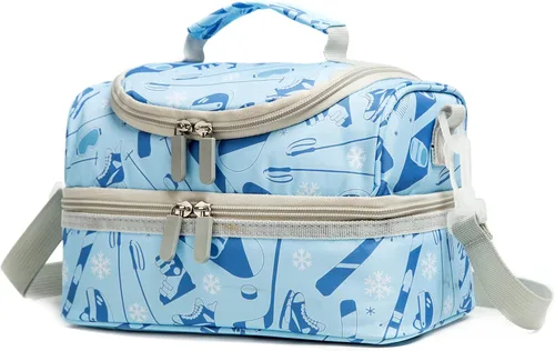 Miniatura 10 de Bolsas de almuerzo aisladas para niños con doble compartimento, bolsa tipo tote para niñas, niños, niños pequeños, jardín de infantes, escuela