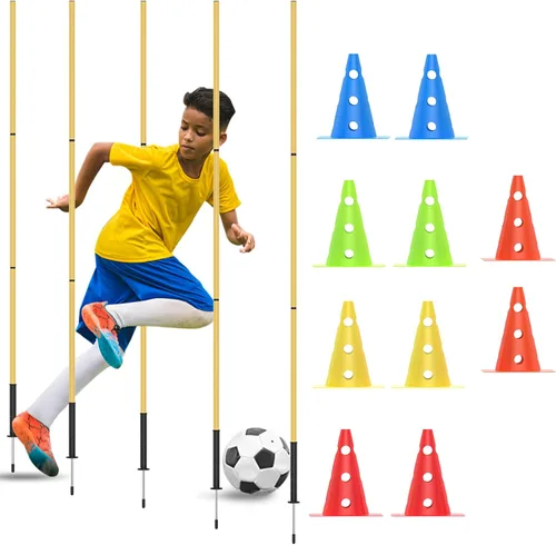 Miniatura 7 de Conos de entrenamiento de fútbol, conos de fútbol de agilidad, para interiores y exteriores y eventos festivos, conos de agilidad con 5 bastones