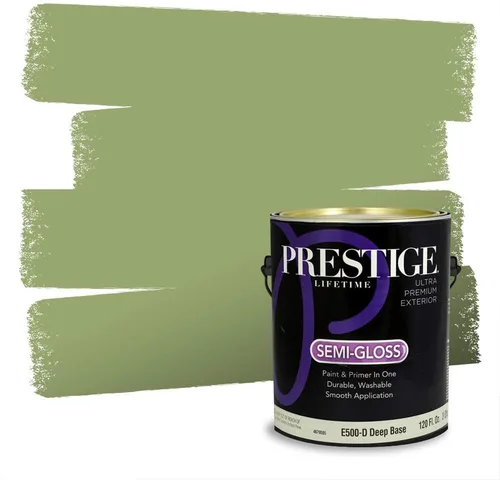 Miniatura 27 de Prestige Paints - Pintura exterior e imprimación en uno, 1 galón, plano, compatibilidad comparable con el color menta «Whipped Mint» de Behr