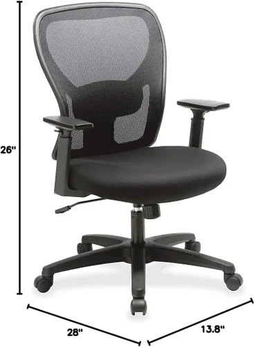 Miniatura 2 de Lorell Soho - Silla de trabajo, respaldo medio, respaldo de malla con asiento de tela, color negro