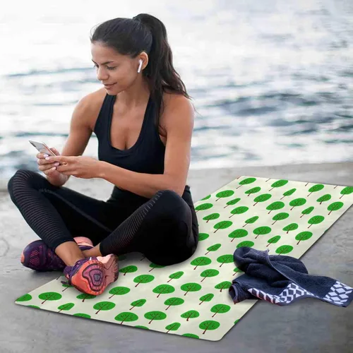 Miniatura 6 de Cartoon Tree Thin Yoga Mat with Bag, Non Slip Fitness Workout Mat, Foldable Suede Rubber Yoga Mat for Yoga Pilates and Fitness, 70.8" L x 26" W x 1mm