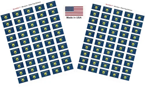 Miniatura 184 de 100 calcomanías de la bandera de Alaska; 1.5" x 1" hechas en Estados Unidos, calcomanías autoadhesivas de la bandera del estado para álbumes