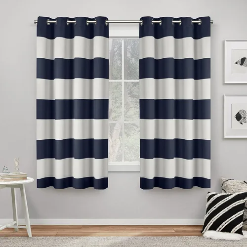 Miniatura 11 de Exclusive Home Sateen Rugby - Par de paneles de cortinas opacas con ojales en la parte superior, de sarga a rayas, para oscurecer la habitación, 52