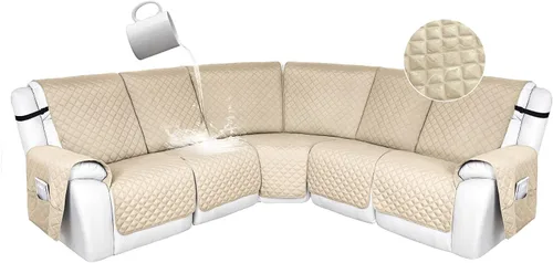 Miniatura 24 de HDCAXKJ Fundas de sofá seccional reclinable 100% impermeable, forma de L, funda de sofá reclinable lavable acolchada suave para mascotas, perro