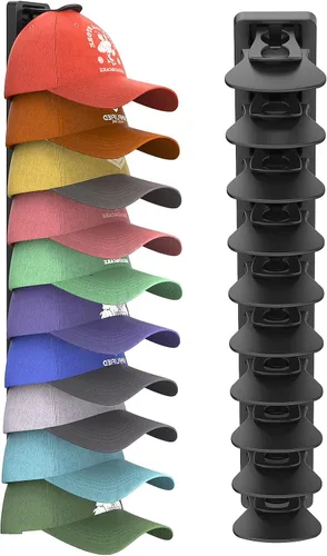 Miniatura 12 de Organizador de Sombreros para Gorras de Béisbol que Sostiene Hasta 40 Sombreros, Paquete de 2 Percheros de Sombreros para Pared, Soporte
